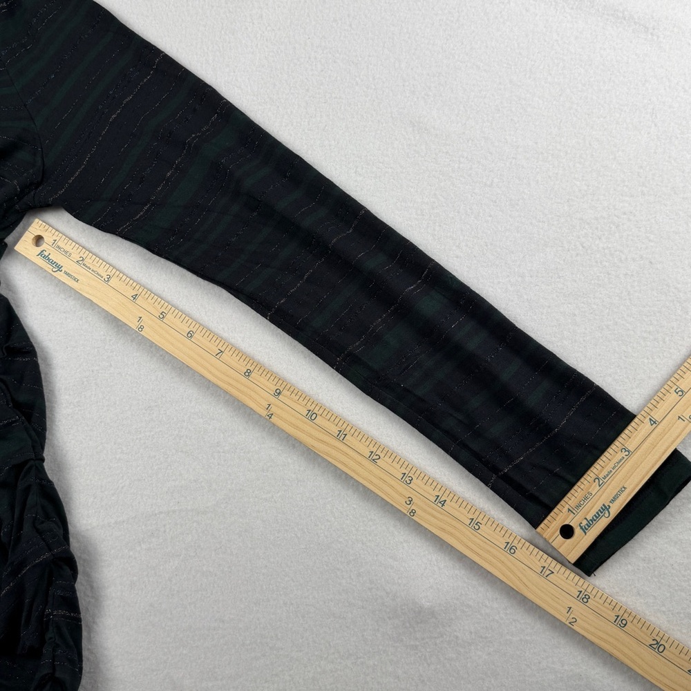 Veronica Beard Jeans Women's Daphne Ruched Striped Dress Black Green Large - Picture 6 of 10